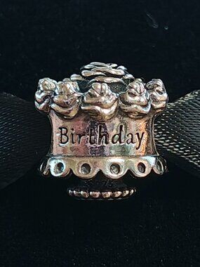 Authentic Pandora Retired Happy Birthday Cake Charm 791289 Sterling Silver